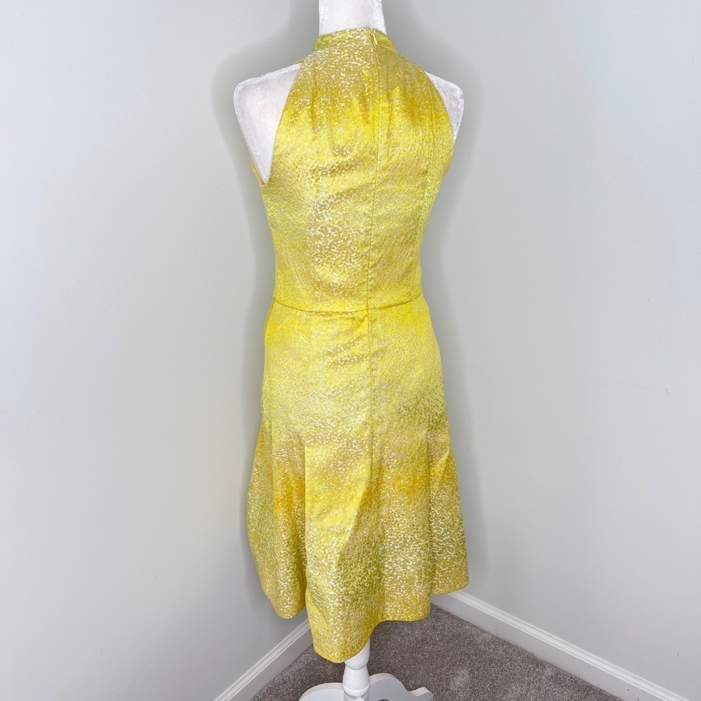 Vintage Akris Punto Mock Neck Knee Length Sleeveless Yellow Dress 6 - Picture 3 of 6